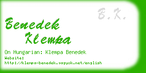 benedek klempa business card